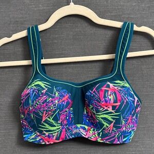 Panache Sports Bra 30 E 5021A Power Underwire High Impact Green Pink Tropical